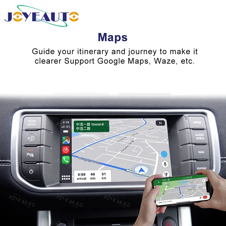 JoyeAuto Wireless CarPlay & Android Auto Interface for Range Rover Evoque with Front & Rear Camera Support