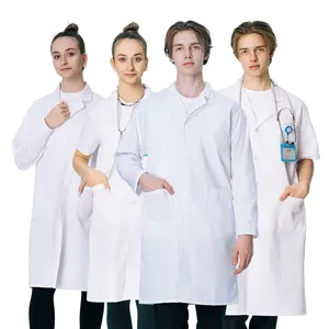 Wholesale Custom Unisex Long Sleeve White Lab Coat Medical Uniforms Hospital Nurse Doctor Lab Coat Uniforms