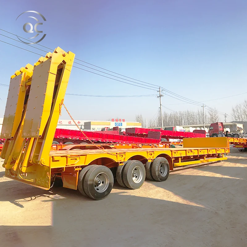 3 4 Axles Extendable Gooseneck Lowboy Semi Trailer 40-120ton Hydraulic Flat Bed Loader Platform Drop Deck Lowbed Truck Trailer