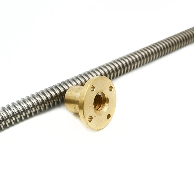 Vis Mère Trapézoïdale T14 En Acier Inox - Pas 3 Mm, Longueur 100 Mm, Avec écrou En Laiton - Pour CNC, Imprimante 3D