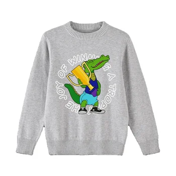 Top selling children's crew-neck pullover cartoon crocodile sweater
