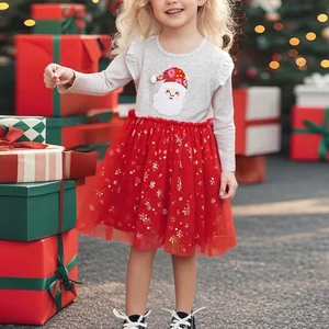 Christmas Girl Dress Santa Claus Infant Baby Girls Top Dress Outfits Long Sleeve Christmas New Year Party Dresses Clothes