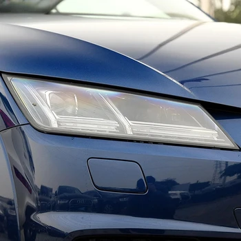 2 Pcs Car Headlight Protective Film Front Light Transparent Smoked Black TPU Sti