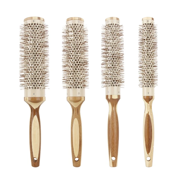 Selling professional hair round ceramic salon wooden handle curling round comb rolling brush