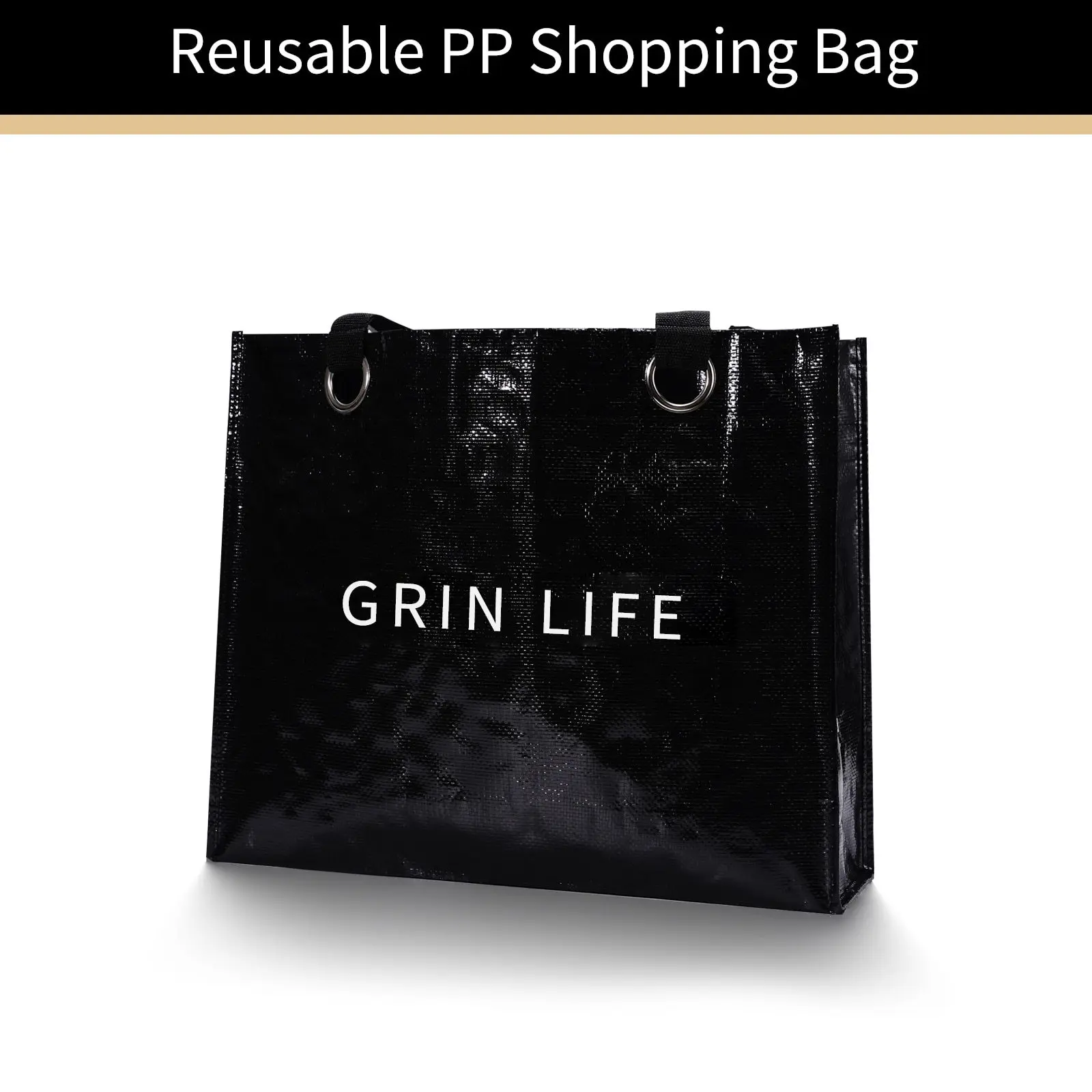 Custom eco-friendly tote bag with pp woven plastic handle reusable fashionable promotion shopping pouch for gifts
