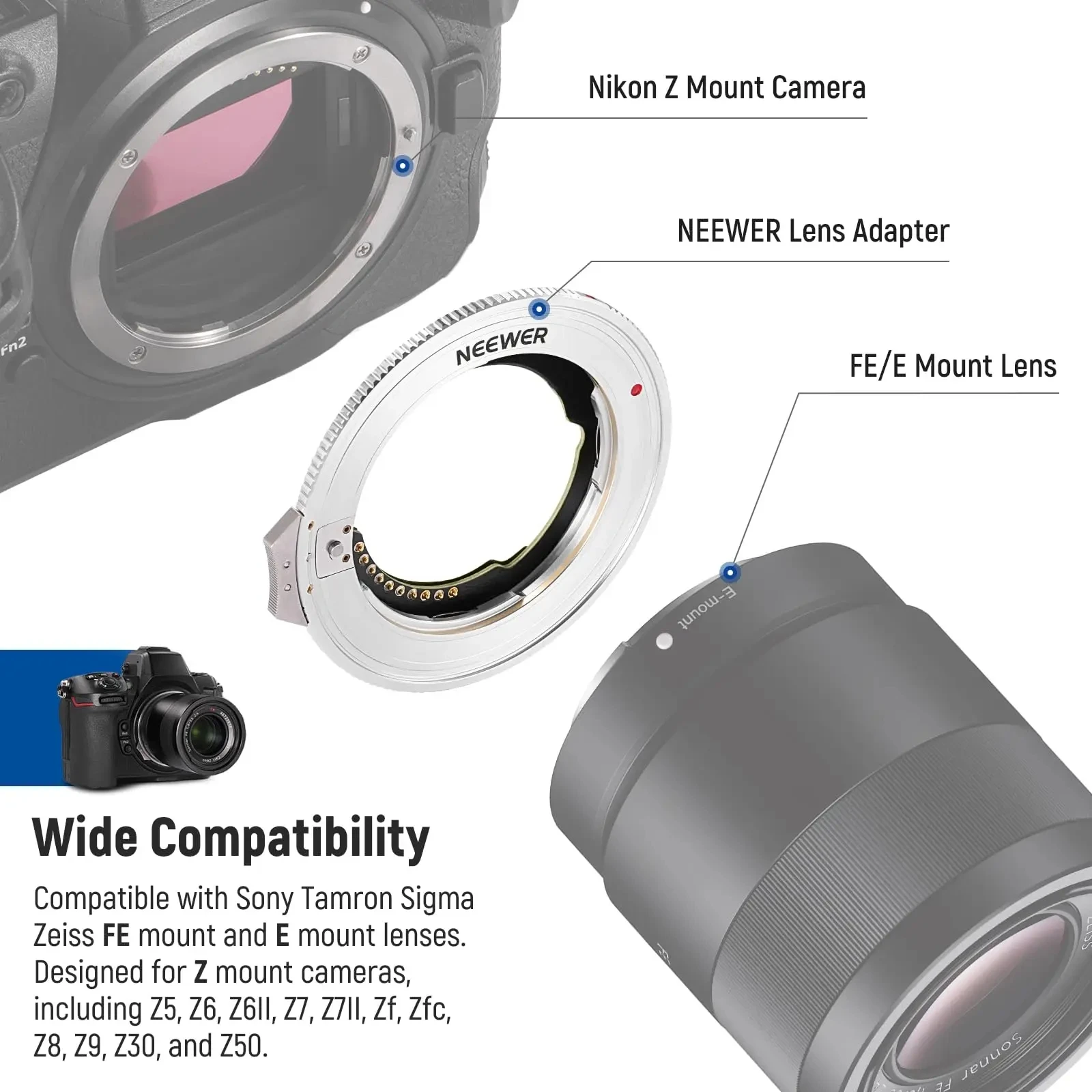 Neewer NW-ETZ Lens Adapter Convert SONY SIGMA Lenses to Nikon Z