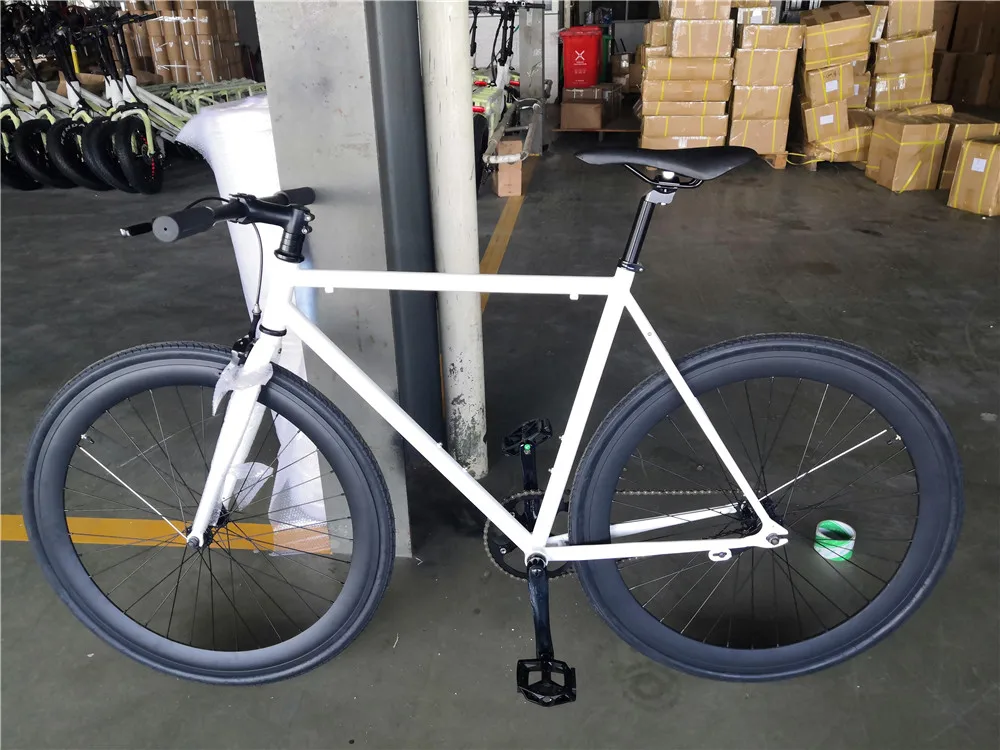 Customizable Fixed Gear Bike Black Wheel White Frame