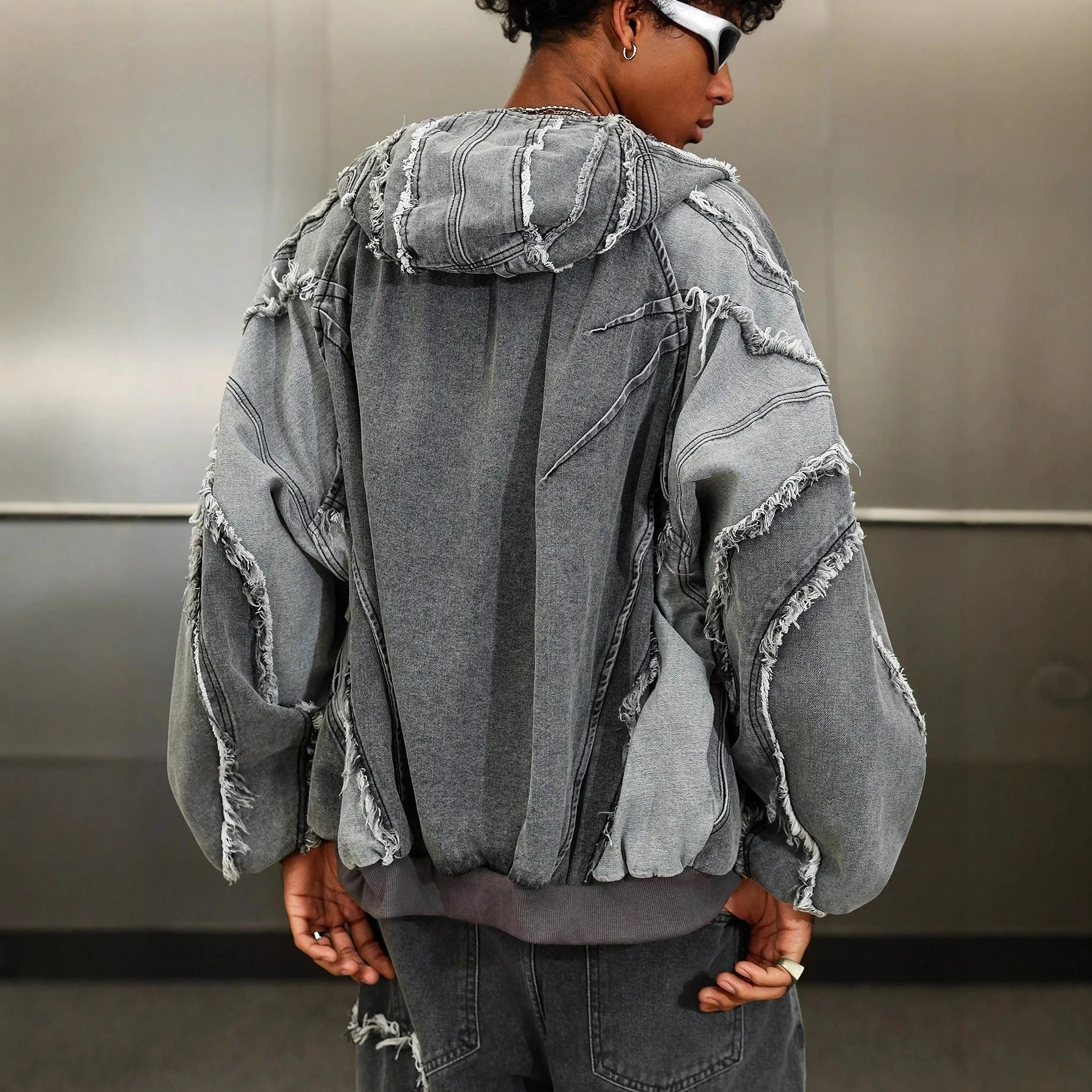 Американски тъмен стил, тежък суичър с качулка и цип, за есен, нишова модна тенденция, винтажен унисекс модел от високата мода