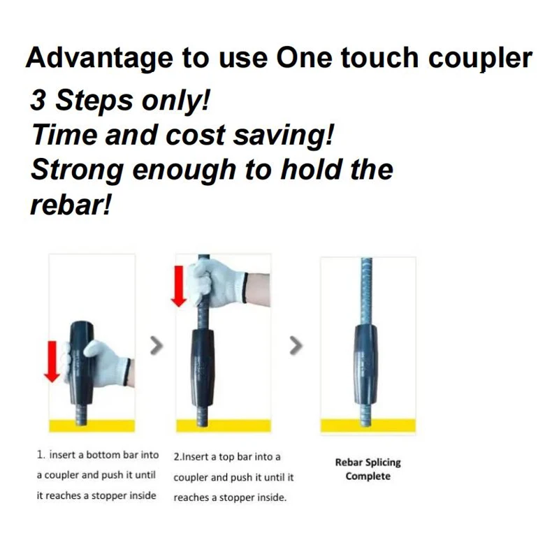 Construction Hardware Material One Touch Rebar Coupler for Construction Rebar Splicing Coupler