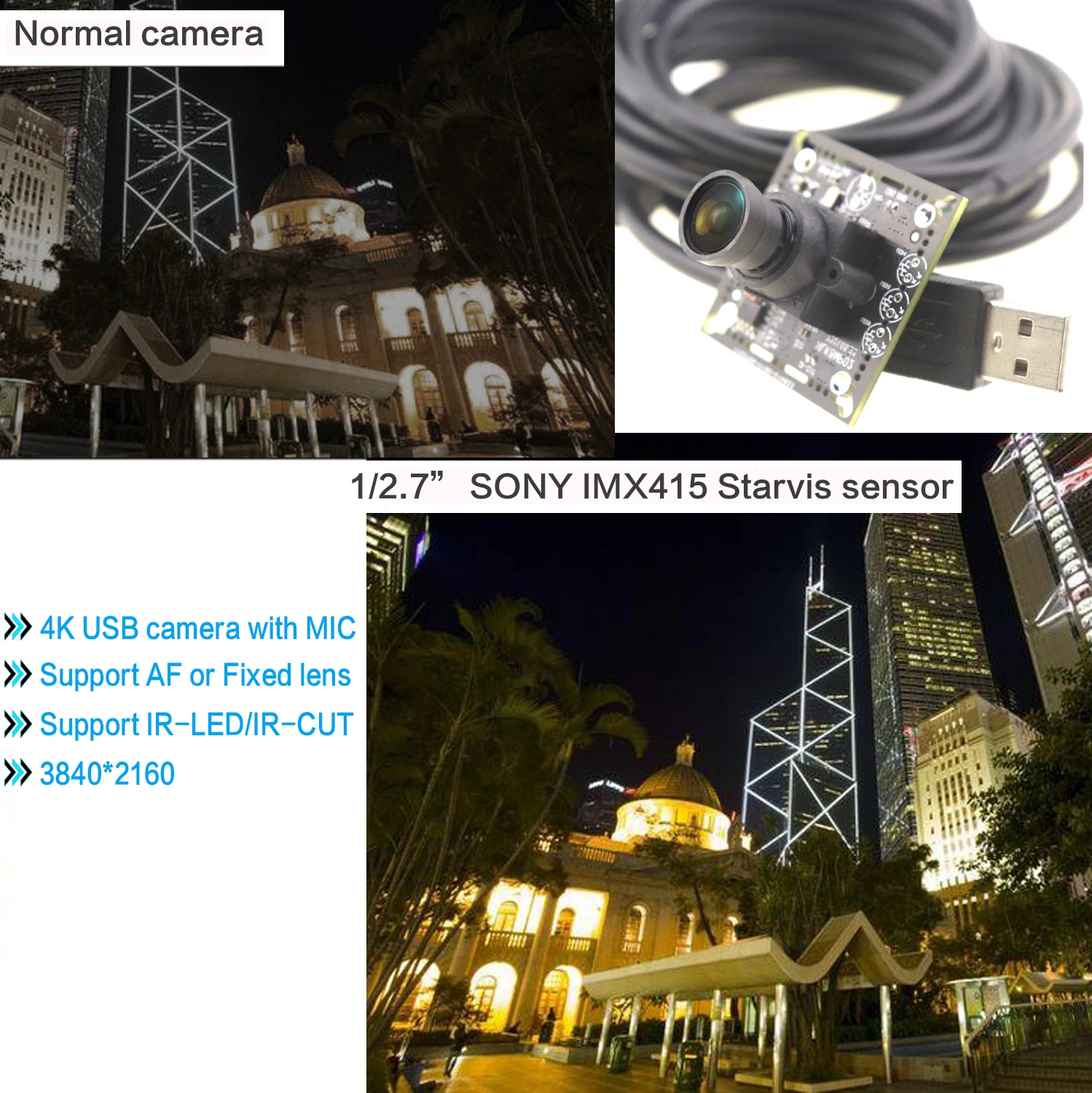 NLK OEM 5MP 8MP 4K 30fps IMX179 IMX415 Starvis Infrared PCB AF USB Camera Module For CCTV Camera