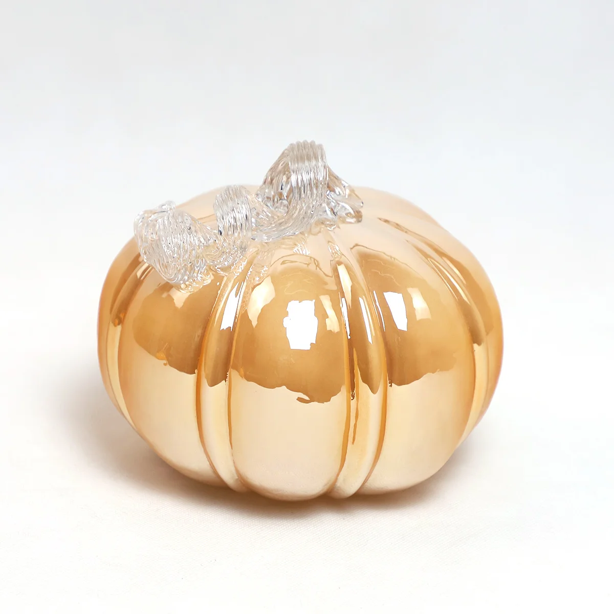 artificial white art glass blown pumpkin figurine colorful crafts wholesale for halloween table accent for fall harvest