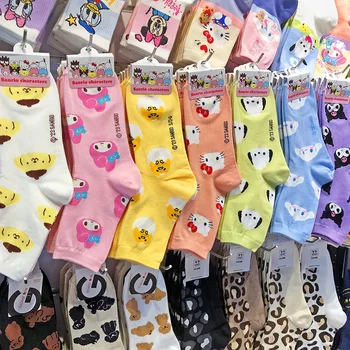 2024 Japanese New Cartoon My Melody Cotton Socks for Girls Shallow Kuromi Invisible Socks Cute Korean Women's Boat Socks