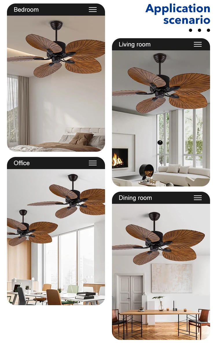 52 Inch Palm Leaf DC Motor Ceiling Fan with Remote Control