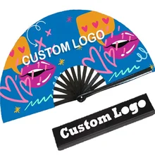 BSBH Low Price Large Bamboo Hand Fan With Custom Printed For Wedding Dance Holiday Show Louder Clack Festival Folding Fans Uni