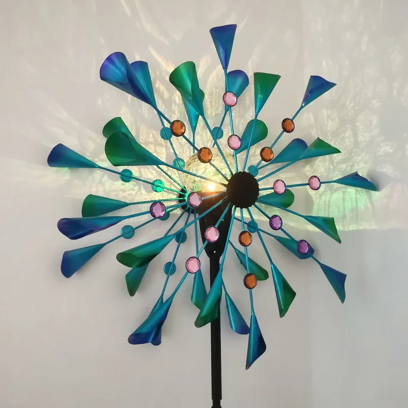 Double Windmill Spinner with Stable Metal Stake Wind Catchers for Outdoor Yard Patio Lawn Garden Decorations