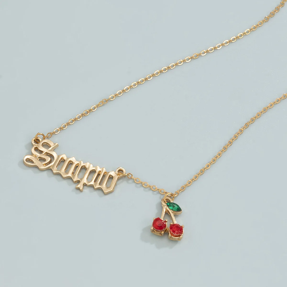 
WC-012 Simple Single Layer Metal Sexy Body Waist Chains Gold Plated Retro English Letter Cherry Pendant Belly Waist Chain 