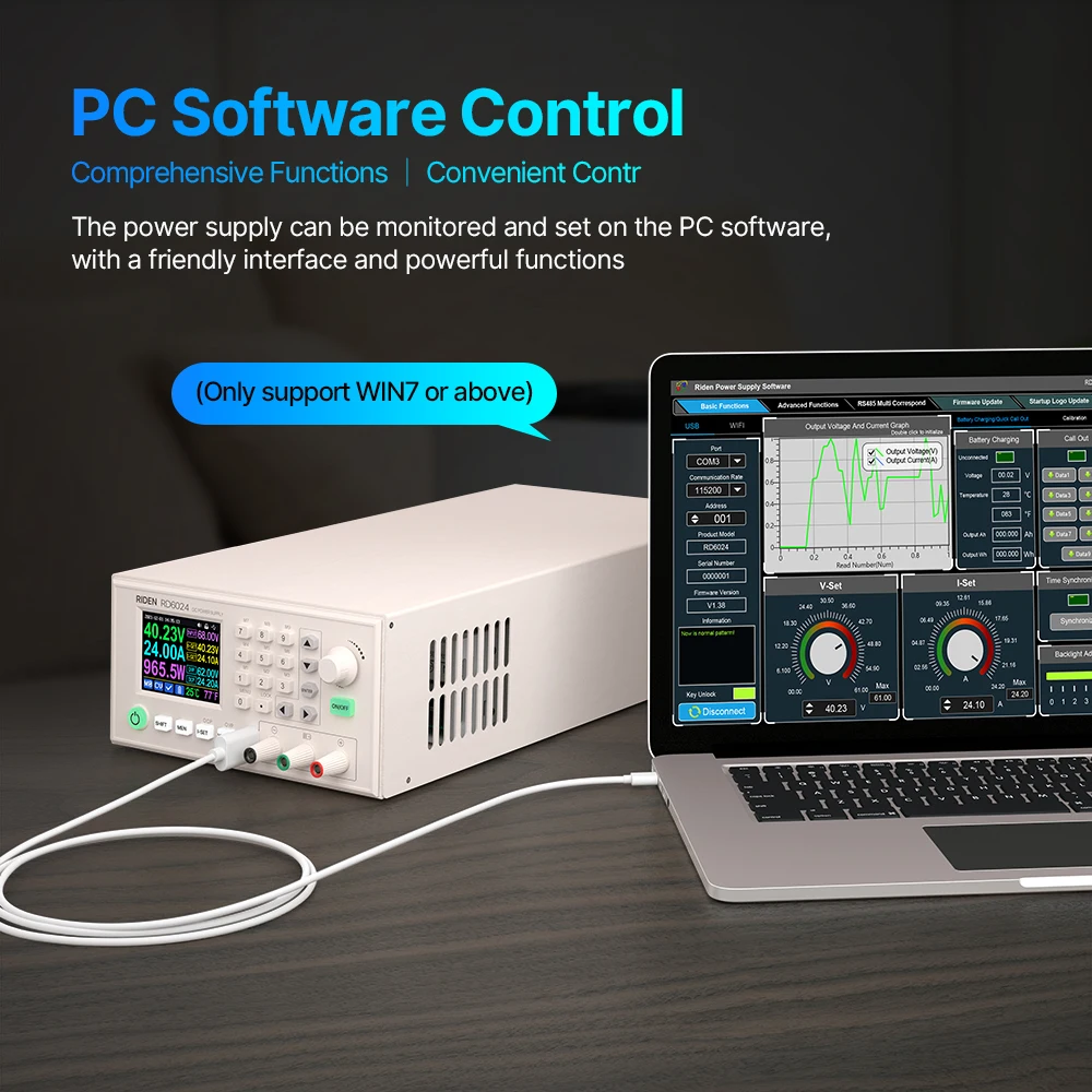 1440W RD RD6024 Assembled Set 60V 24A USB AC to DC Adjustable Digital Control Lab Variable Charge Battery Bench Lab Power Supply