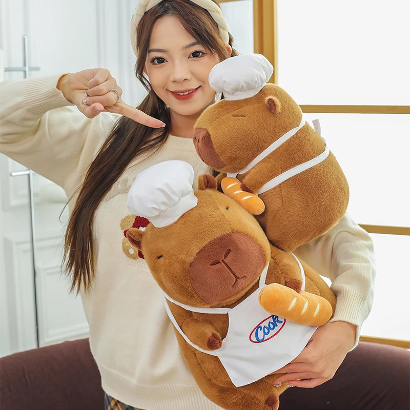 Chef Capybara Plush Toy in Various Sizes Gift Selection Fabric Soft Children's Companion Doll