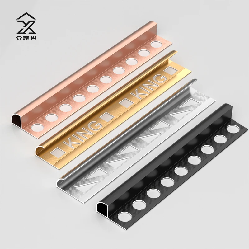 Wholesale Price Support Customized Punching Tile Border Aluminum profile Alloy Edge Trim Ceram Tile Edg Trim accessories supplier