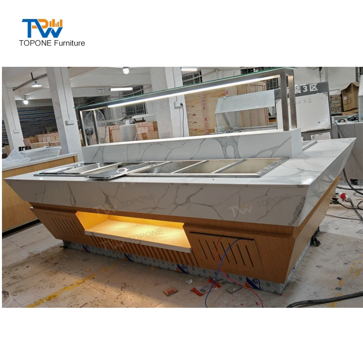 Commercial Combination Salad Buffet bar showcase Table Modern Hotel Sushi Buffet Counter Design