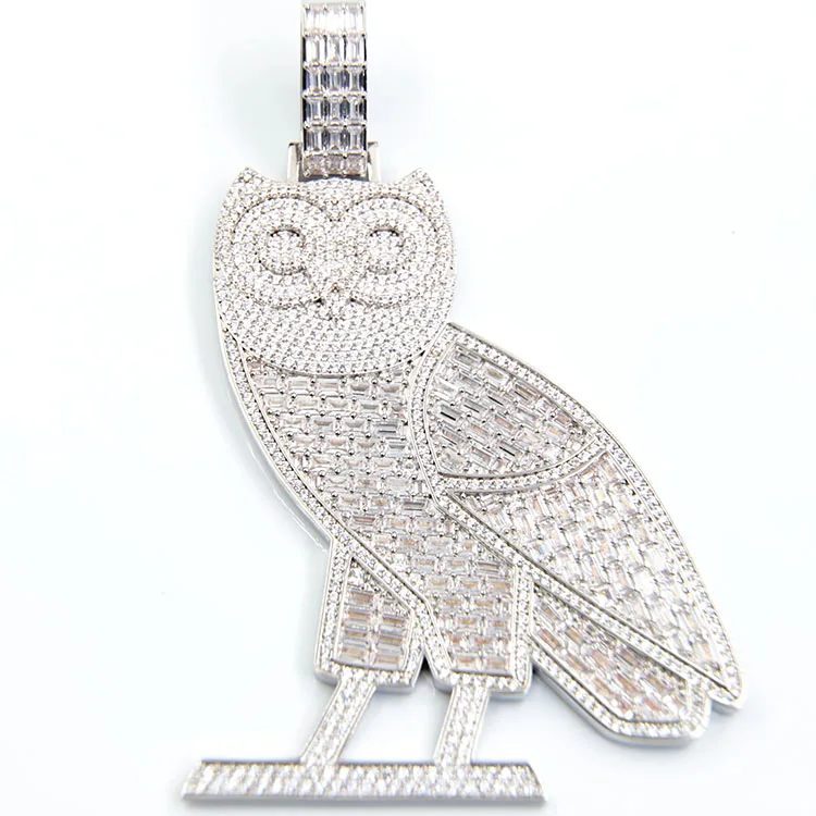 Iced Out Owl Pendant with 5A CZ for Rapper Jewelry & Custom OEM