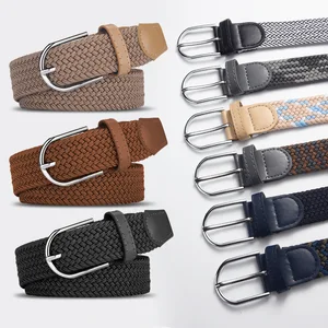 Elastic Woven Belt with No Holes for Men and Women; Wholesale of Canvas Belt with Button for Leisure Pants