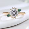 Anillo de moissanita de oro macizo real de 10 quilates