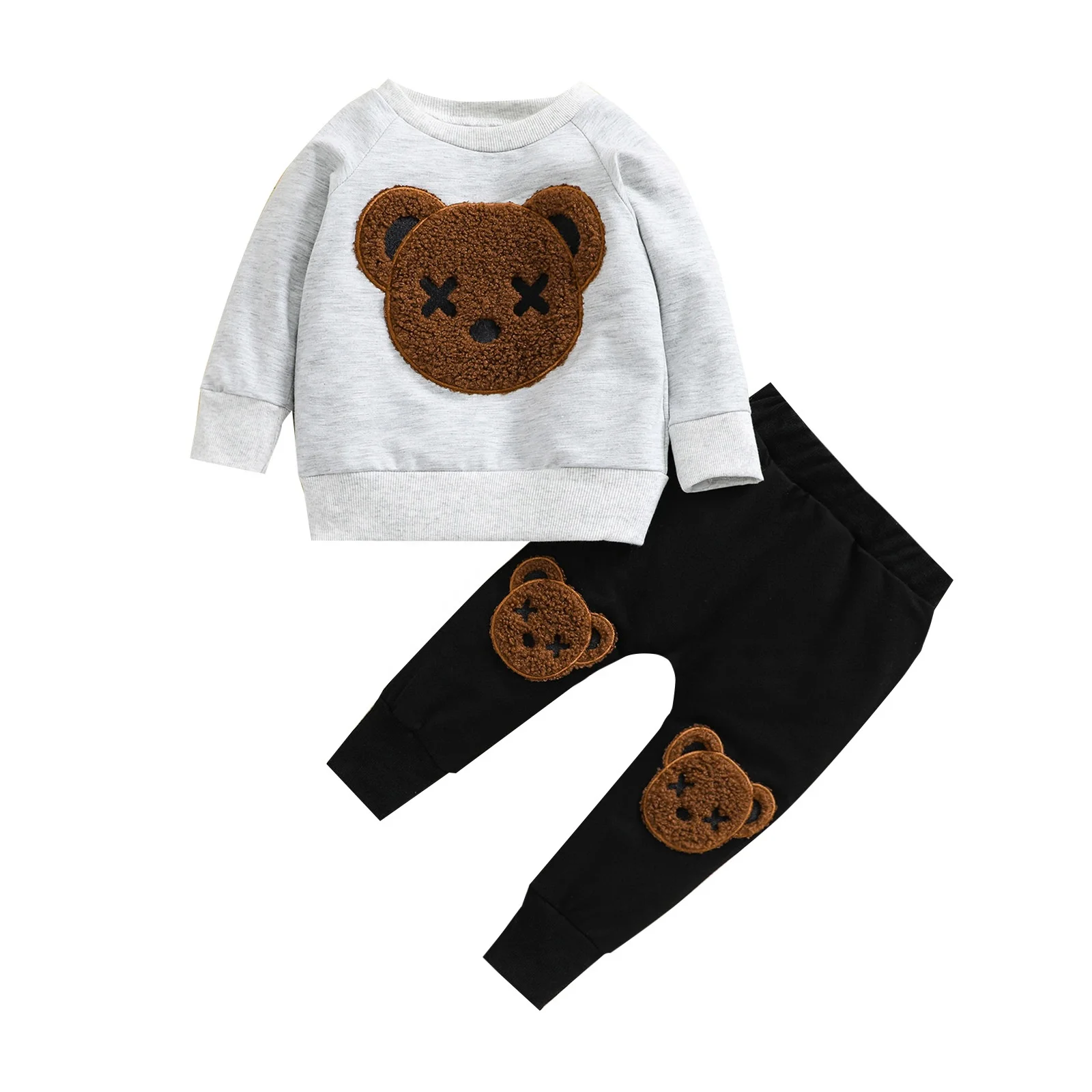 2021 Autumn Winter Kids Clothes Cartoon Bear Printed Long Sleeve Pullover  Sweatshirt Tops Pants 2pcs Baby Boys Clothing Sets - Buy Baby Boys Clothing 