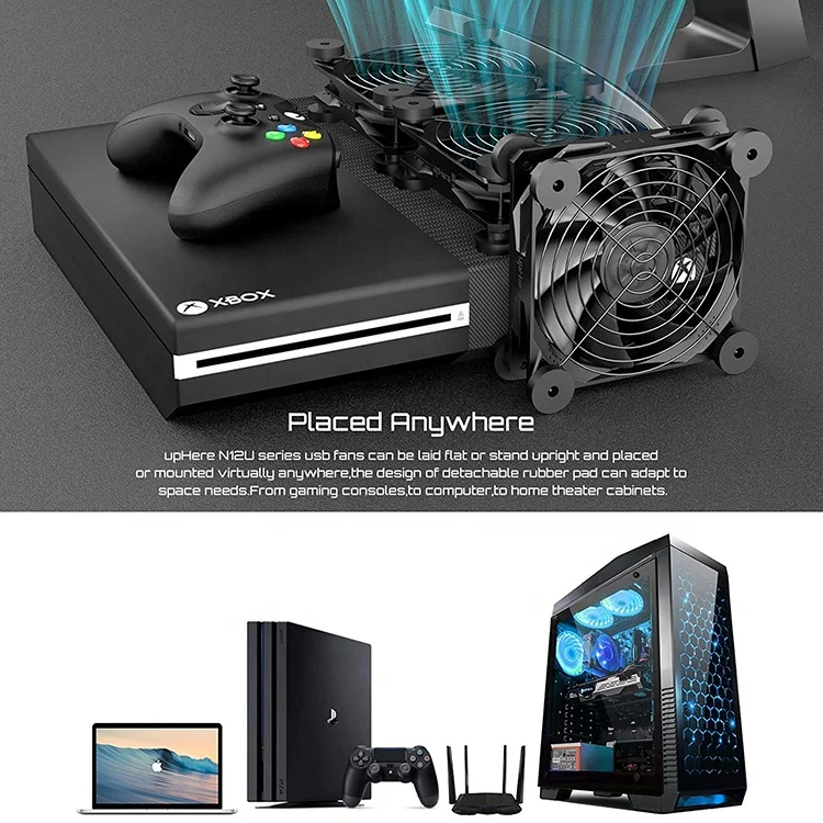 ANEXT, 120 USB Coputer Fan Black, 120 Fan, Silent Fan for Receiver