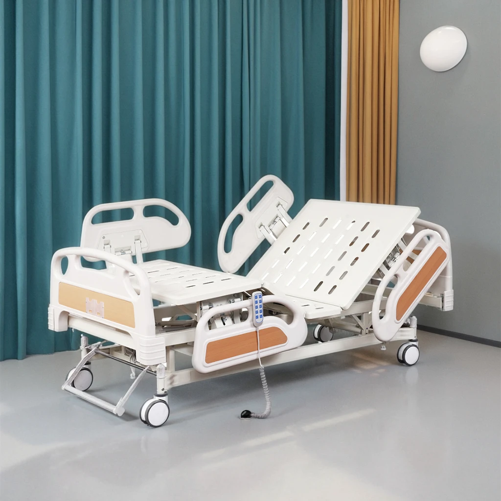 Central Control Metal ABS Guard Rail Electric Hospital Bed-Five Function Patient Care Unit with Infusion and Dual Brake System 2