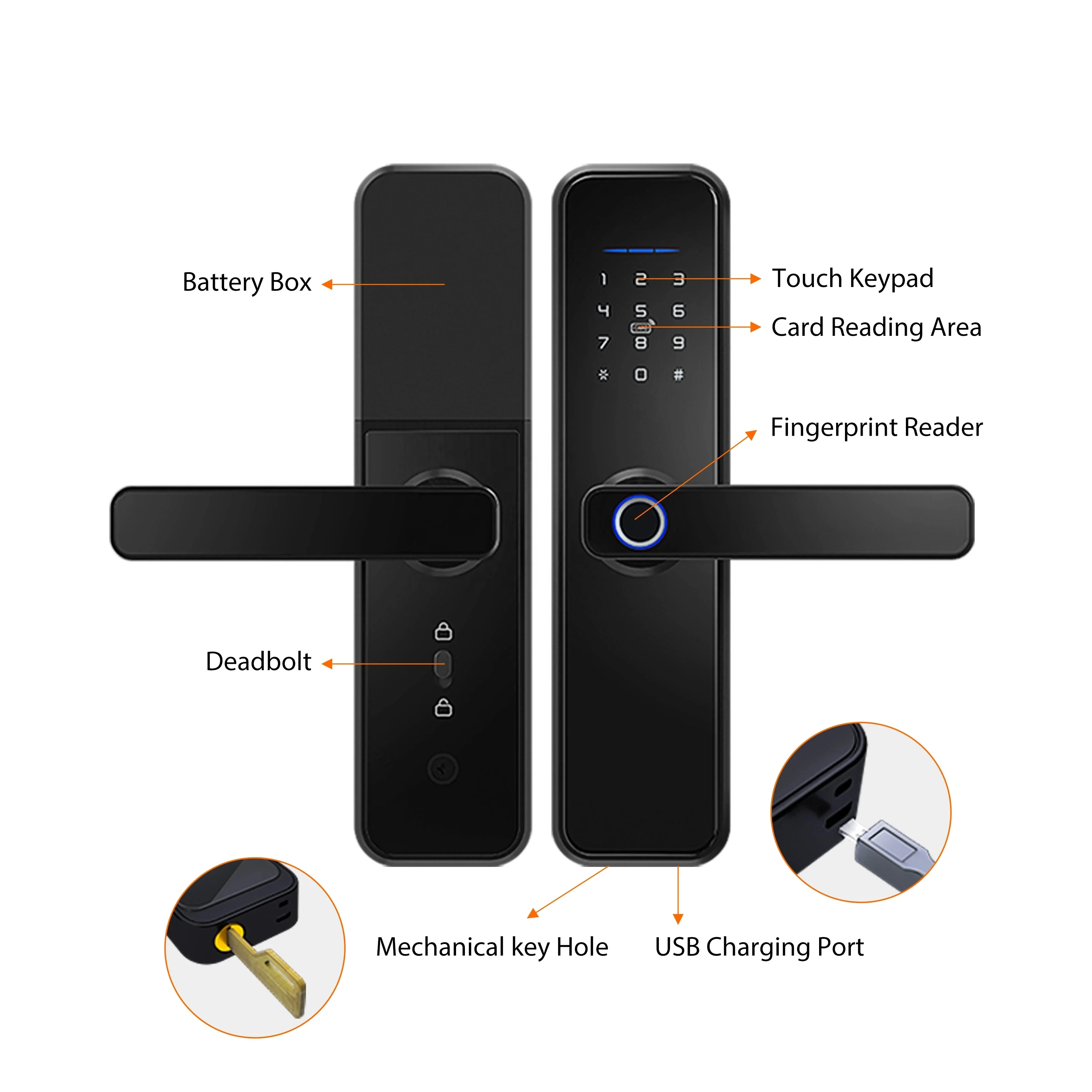 Kadonio High Security Biometric Electronic Digital Door Password Lock Fingerprint Rfid Smart for Apartment