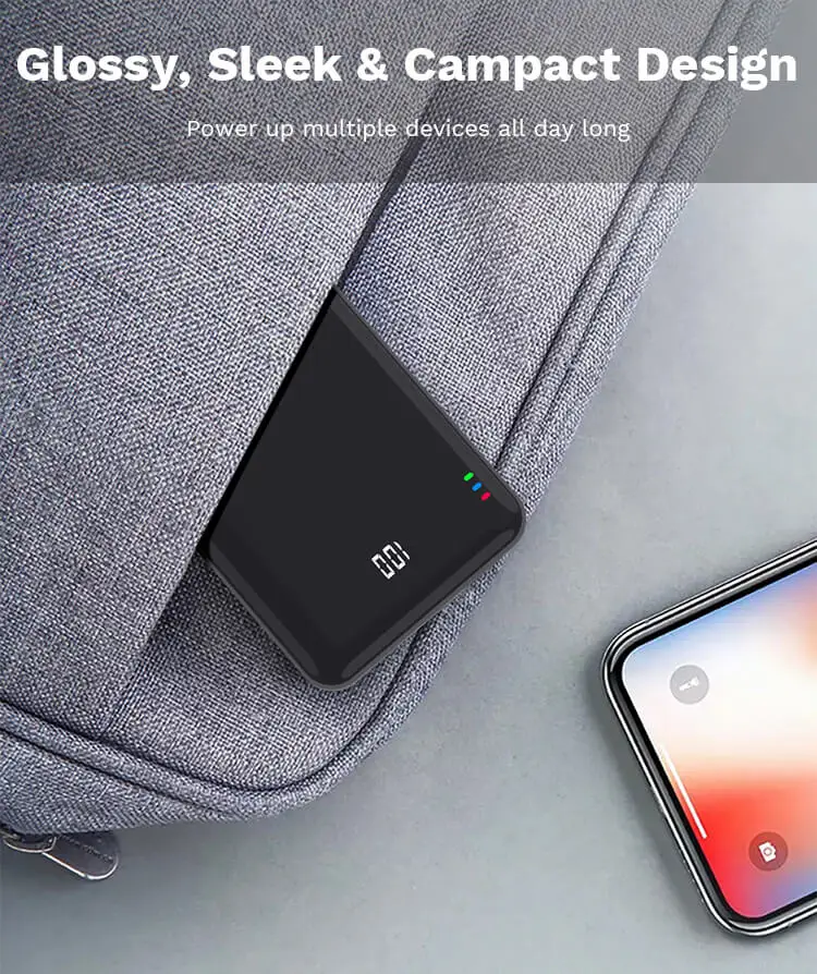 Hot Selling Electronics 10000mAh 18W Fast Charging qi Compatible Wireless Portable Charger Mirror Power Bank Portable Wireless Charger Power bank PD 3.0 18W & QC 3.0 18W Fast Charging Digital Display Qi Wireless Power Bank 10000mAh