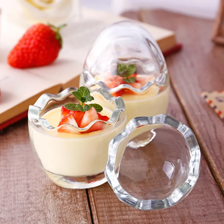 100ml 200ml Egg Shape Pudding Jar Yogurt Glass Cup Glass Container for Dessert