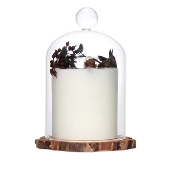EMH Piccolo Vetro Cupola Campana Cover con Nero Base IN Legno 20 X 10