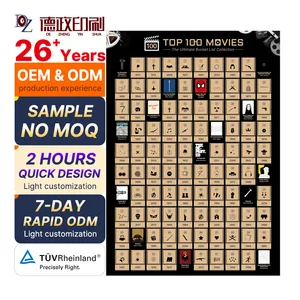 Wholesale Custom Printed 100 Horrible Movies Bucket List Scratch Tool Easy Foil Guide Posters on Cardboard