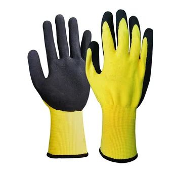 GR4001 Custom Industrial Nylon Polyester knitted rubber Latex dipped wrinkled palm gardening safety work hand gloves