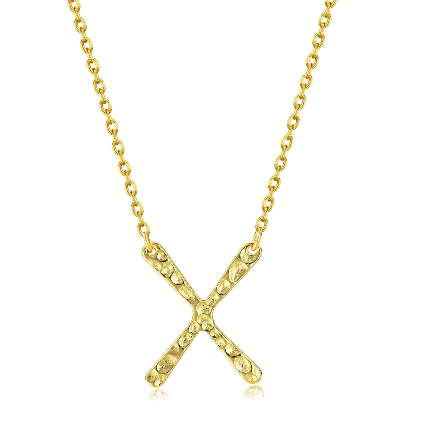 925 Sterling Silver Gold Color Hammered 