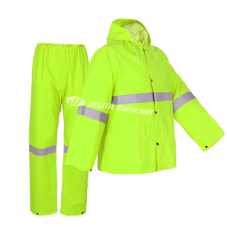 Factory Durable Industrial Work Rain Coat Heavy Duty Pvc Polyester Pvc  Piece Rain Suit Jacket and Pants Waterproof Raincoat