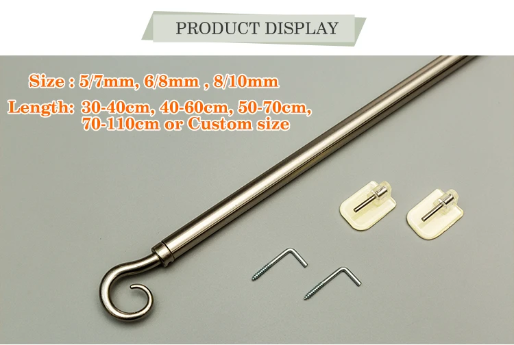 Modern Single Cafe Curtain Rod With Extendable Ball Finial Quality