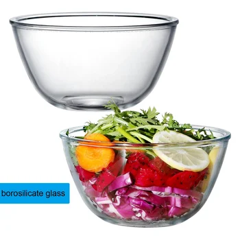 0.43/0.67/0.95/1.45/1.84/2.46/3.85L Glass Bowls, 1.7 Quart Glass Mixing Bowl Set, Clear Tempered Glass Salad Bowls for Kitchen