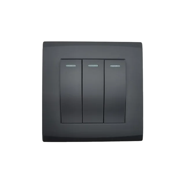 Modern Style Push Button Durable Electrical Switches 1/2 Way 3 Gang Household Electric Wall Switch