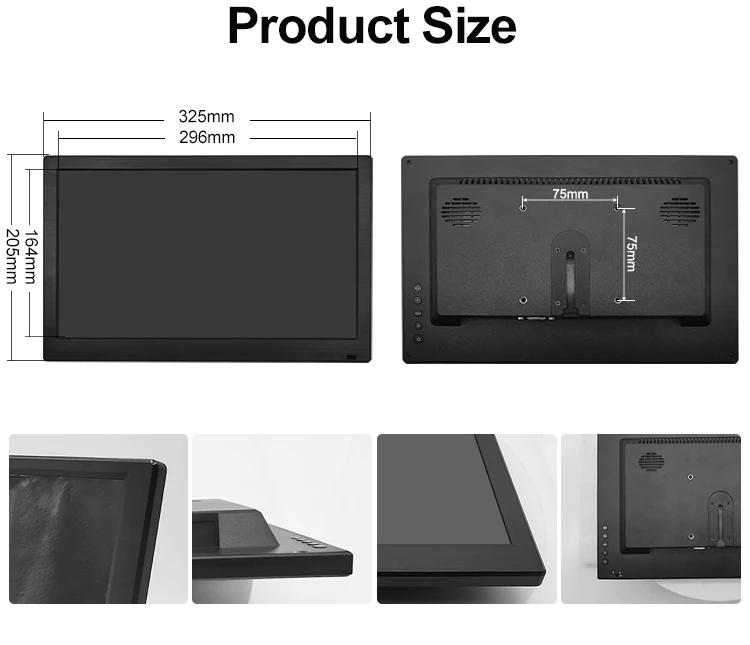 13.3 Inch IPS 1600*900 1920*1080 VGA AV BNC USB Non Screen Speaker Remote TFT Gaming IPS Industrial Game Monitor