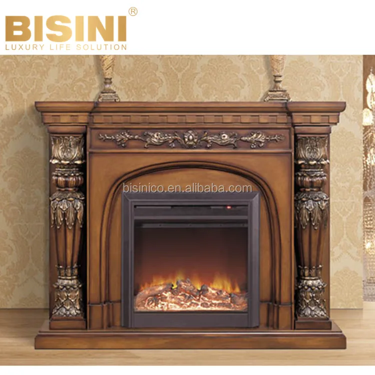 Source Deluxe European Style Solid Wood Carved Column Fireplace Mantel with  Decorative Electric Iron Core on m.alibaba.com