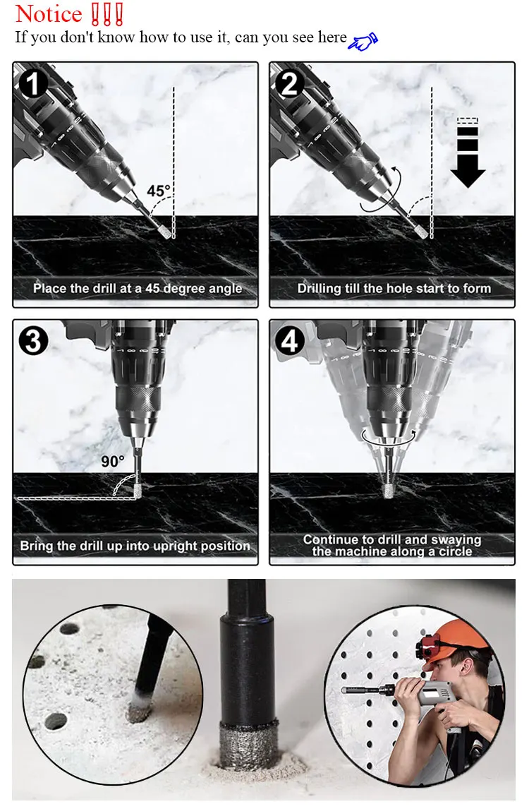 6180mm Hex Shank Sharp Cutting Tile Ceramic Hole Cutter Diamond Core
