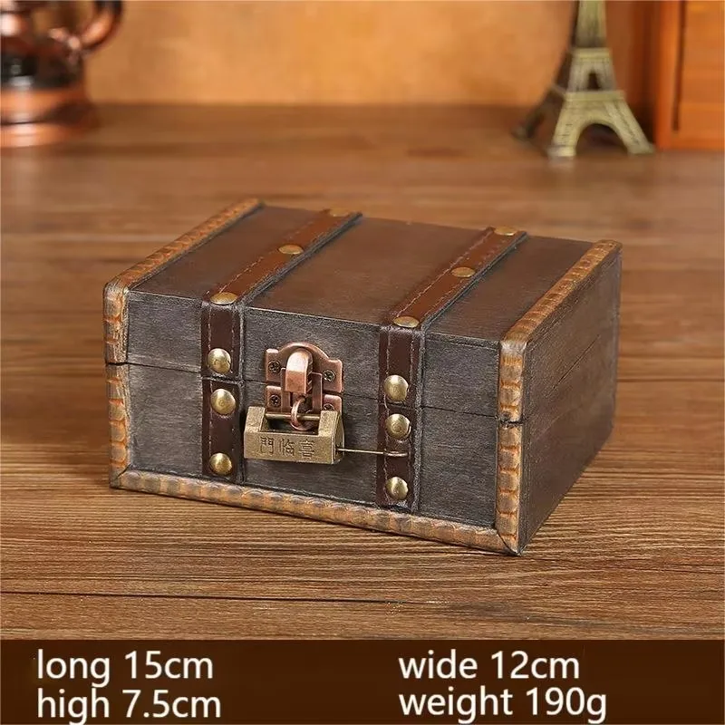 HERCHR Vintage Decorative Wooden Box with lock and key, Wooden Box with Hinged Lid Jewelry Keepsake Storage Treasure Jewelry Chest HERCHR Vintage Decorative Wooden Box with lock and key, Wooden Box with Hinged Lid Jewelry Keepsake Storage Treasure Jewelry Chest