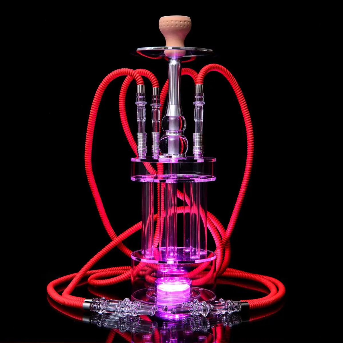 Customized Stylish Transparent 4 Hose Hookah Set Acrylic Hookah Shisha
