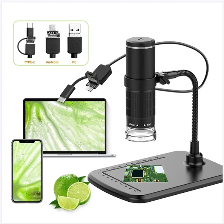 3 in 1 Lab Research Biological Student HD 1080P Electron Microscope 1000X Usb Digital Microscope