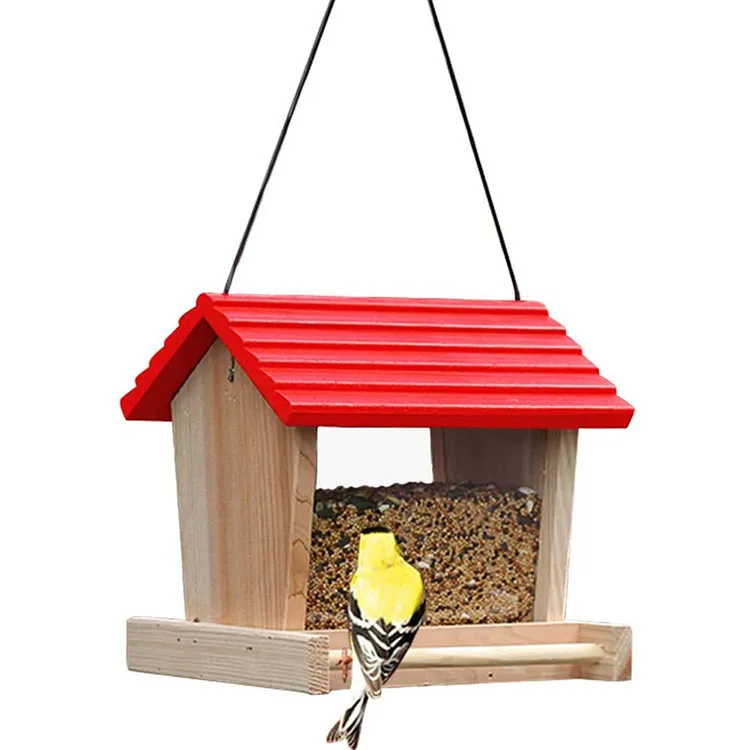 hot sell outdoor hanging wooden bird seed feeder with acrylic