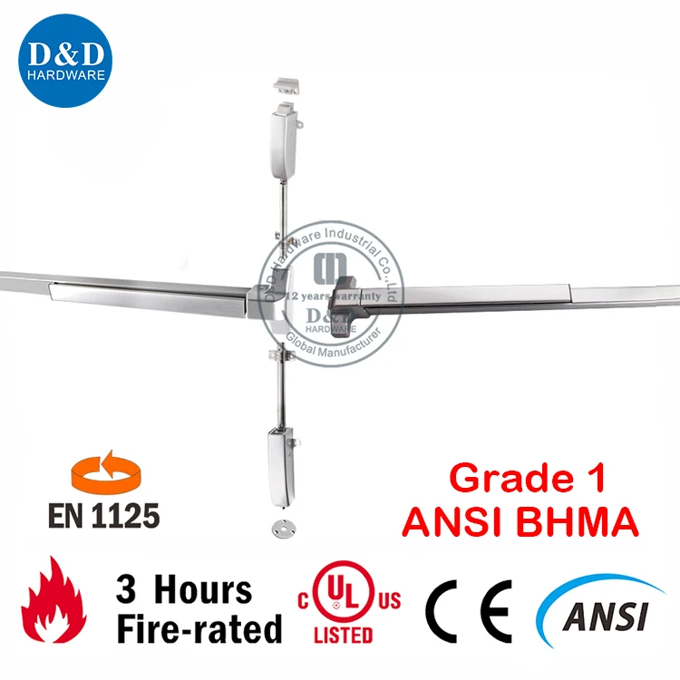 SS304 UL10C Fire Rated Security Touch Bar Rim Type Exit Device Push Bar Panic Exit Device Bar