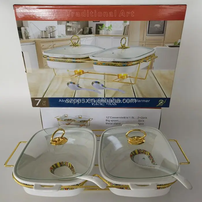 Ceramic Chafer Buffet Food Server Warmer Tray With Handles Round Buy